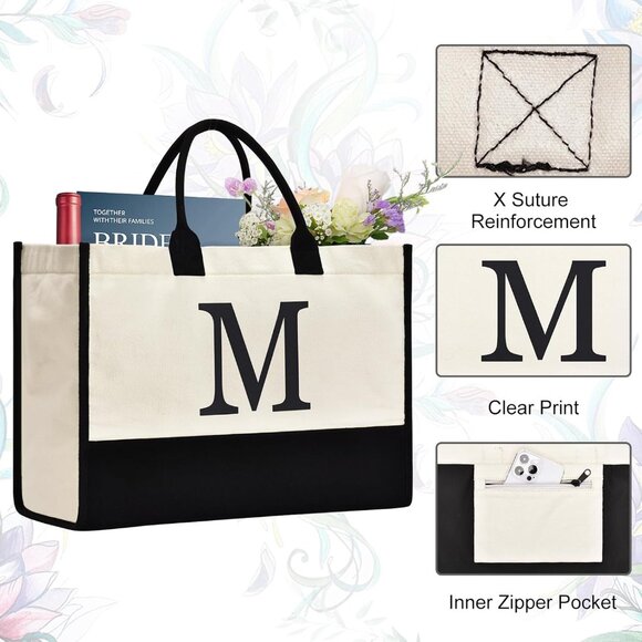 Stylish Customizable Canvas Tote Bag for Moms & Bridesmaids - Spacious and Chic - Picture 5 of 7